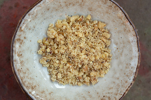 Crushed walnuts for Pumpkin Cheesecake